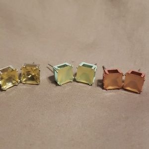 Trio of Square stud earrings